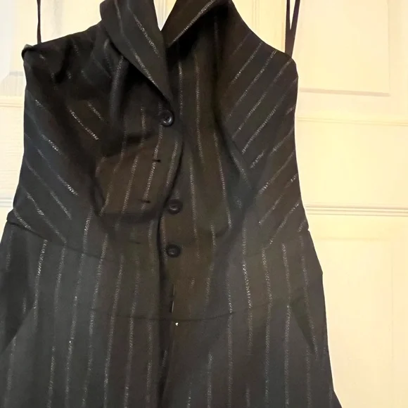 Pinstripe halter jumpsuit by Bebe preloved size 0. There is no stretch. - Picture 2 of 8
